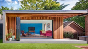 blue venetian polished plaster feature wall  surrey